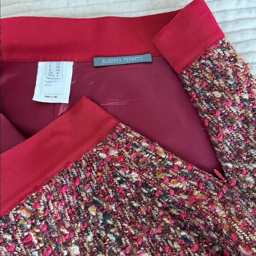 Alberta Ferretti Multicolor Tweed A-Line Skirt USA size 4 - Picture 16 of 17